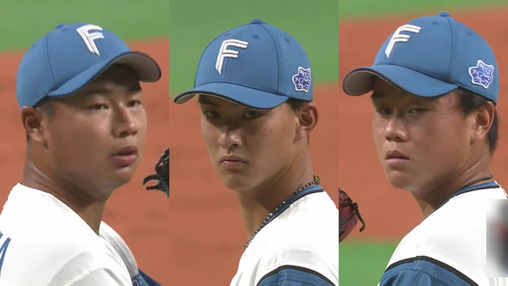 左から松浦慶斗投手、達孝太投手、畔柳亨丞投手（C）パーソル パ・リーグTV
