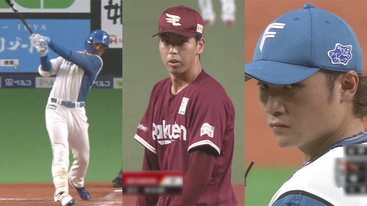 左から清宮幸太郎選手、宮森智志投手、伊藤大海投手（C）パーソル パ・リーグTV