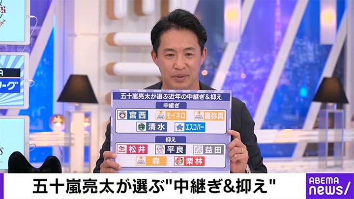 五十嵐亮太が選ぶ"中継ぎ＆抑え"©AbemaTV, Inc.