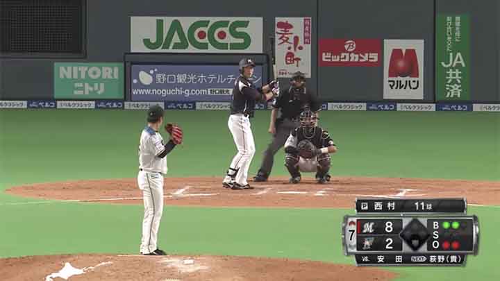 北海道日本ハムドラ2・西村天裕投手が千葉ロッテ打線を3者凡退に抑える