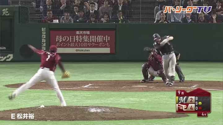 パ・リーグ史上6人目。楽天・松井裕投手が見せた圧巻の9球。