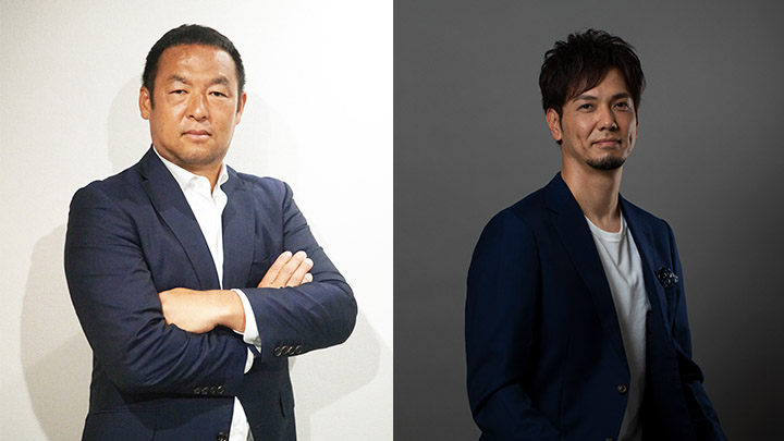始球式に登場する松中信彦さん（左）と新垣渚さん（右）©SoftBank HAWKS